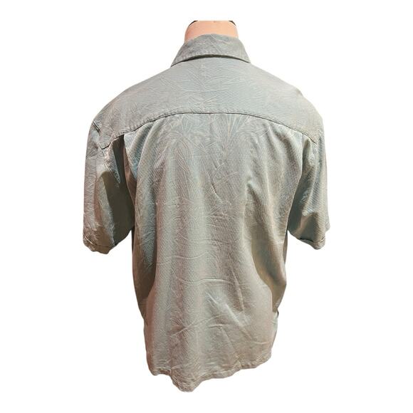Jamaica Jaxx Blue Embossed 100% Silk Hawaiian Shirt Size XXL Aloha - Picture 4 of 12